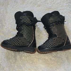 Stylish Black and White Polka Dot Women's Boots